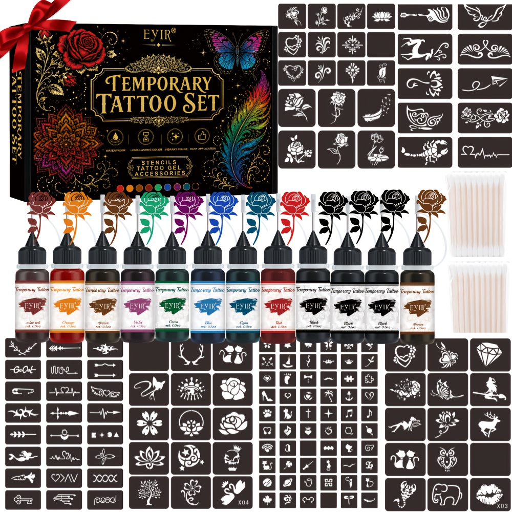 Gel Ink Pen Set - Набор для временного тату-арта с 12