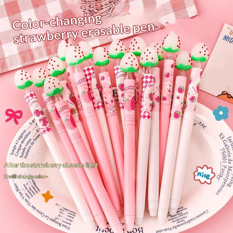 Gel Ink Pen Set - Набор стираемых гелевых ручек с клубничным